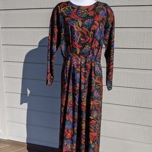 VNG midi dress flower print jewel colors